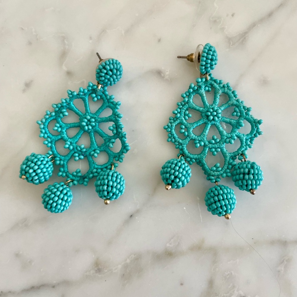 J. Crew Turquoise Statement Earrings - image 1